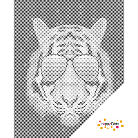 DOT Painting Tigre avec lunettes de soleil