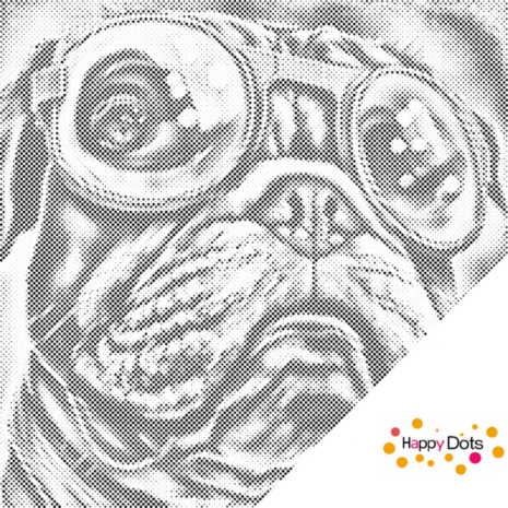 DOT Painting Bulldogge mit Sonnenbrille