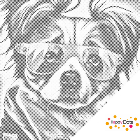 DOT Painting Dog with sunglasses