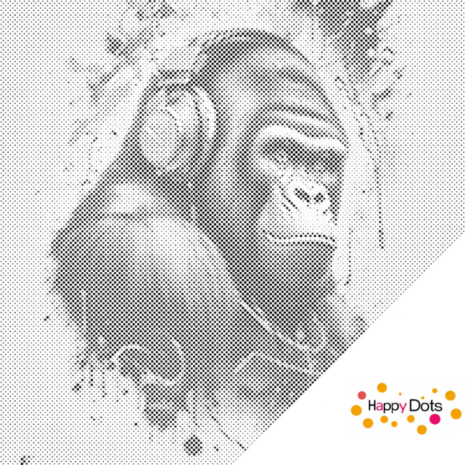 DOT Painting Gorilla with headphones