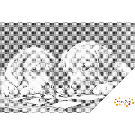 DOT Painting Hunde spielen Schach