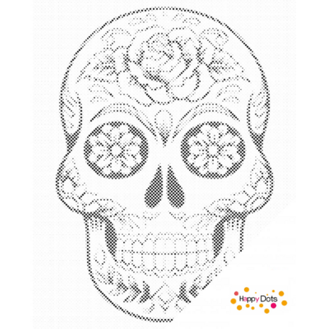 DOT Painting Skull with flowers