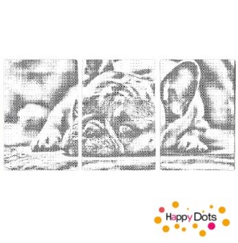 DOT Painting 3 panel Cute Bulldog