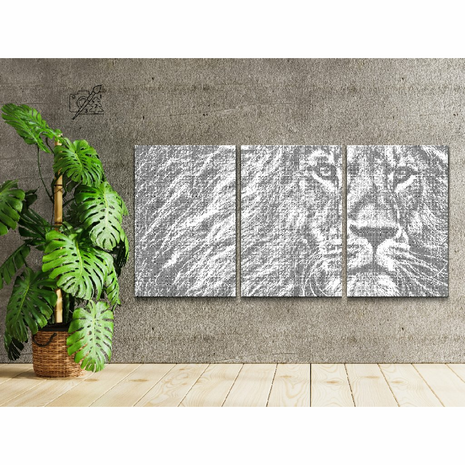 DOT Painting 3 panel Lion