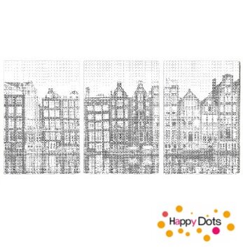 DOT Painting 3 panel Houses in Amsterdam