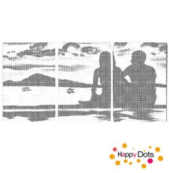 DOT Painting 3 panel Romance on the Beach