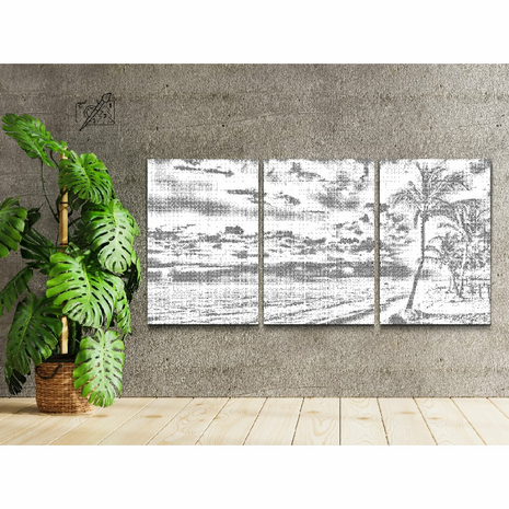 DOT Painting 3 panel Tropical Beach