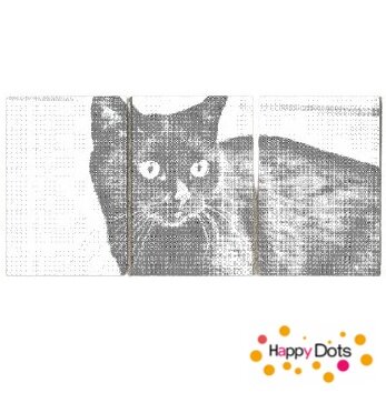 DOT Painting 3 panel Black Cat