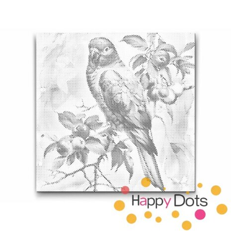 DOT Painting Parrot in apple tree