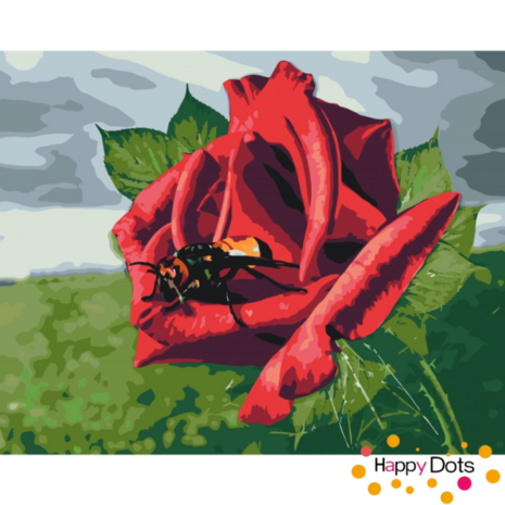 Peinture par num&eacute;ro Rose avec abeille