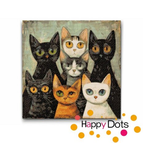 Diamond Painting Katten Familie