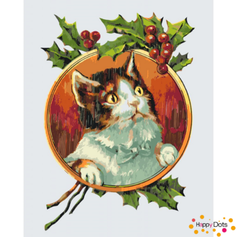 Peinture par num&eacute;ro Chat de No&euml;l