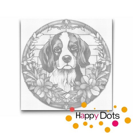 DOT Painting Dog with Flowers