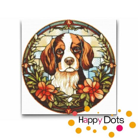 Diamond Painting Hund mit Blumen