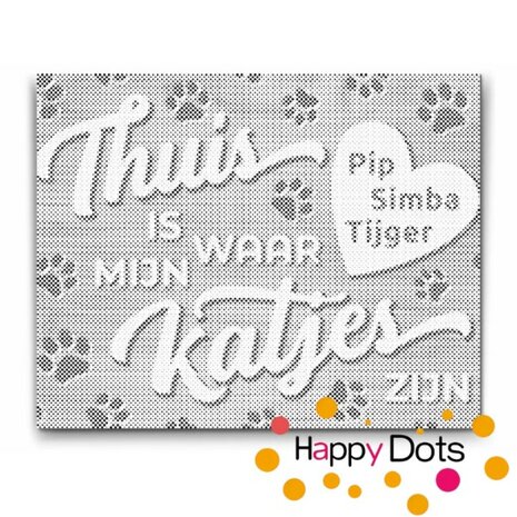 DOT Painting Gepersonaliseerd Kat (ten) Bordje 001