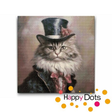 Diamond Painting Chat aristocratique avec chapeau