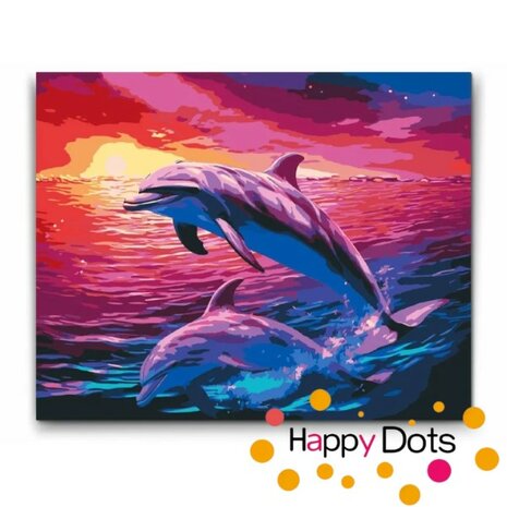 Peinture par num&eacute;ro Dauphins Sautants 02