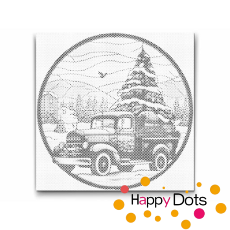 DOT Painting No&euml;l - Voiture avec sapin de No&euml;l