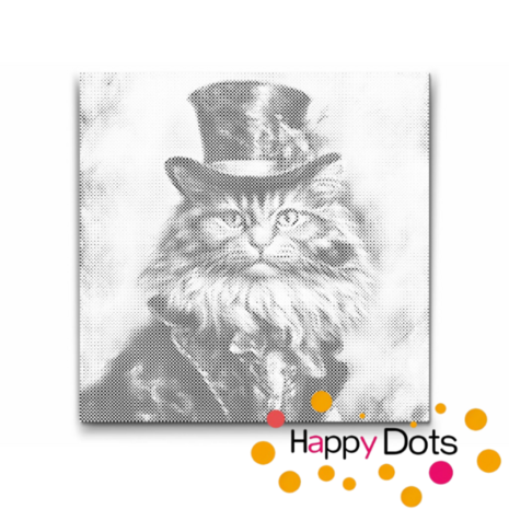 DOT Painting Aristocratic Cat with Hat