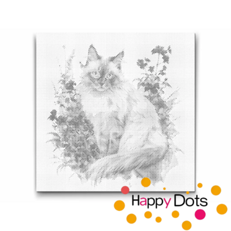 DOT Painting Chat avec des fleurs - Birman