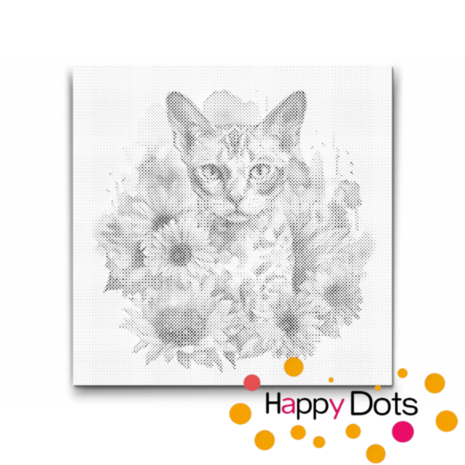 DOT Painting Kat met zonnebloemen - Devon Rex