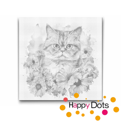 DOT Painting Cat with Sunflowers - Exotic Shorthair