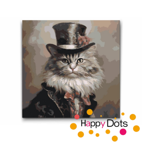 Peinture par numero Chat aristocratique avec chapeau