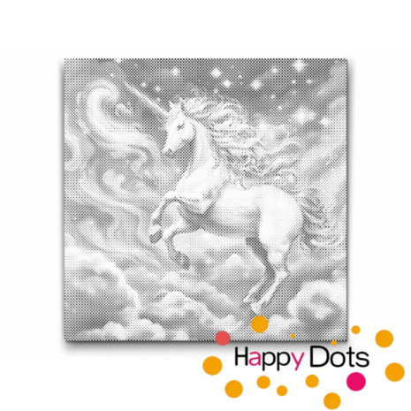 DOT Painting Unicorn in the clouds