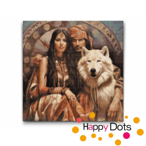 Diamond Painting Couple indien avec loup