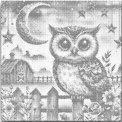 DOT Painting Owl with moon and stars