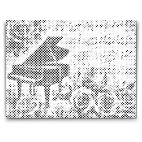 DOT Painting Piano avec des roses