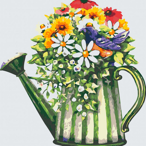 Painting by Numbers Flowers in Watering Can