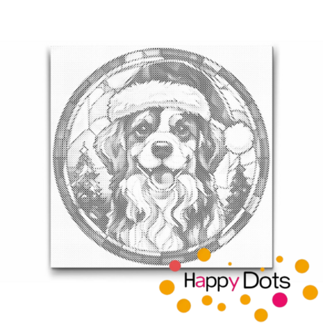 DOT Painting Hond met Kerst muts