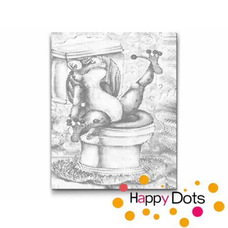 DOT Painting Frog in the toilet 04