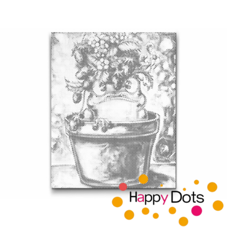 DOT Painting Frog in flowerpot