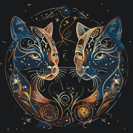 Peinture par num&eacute;ro Chats Astrologiques