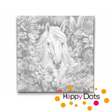 DOT Painting Cheval parmi les fleurs