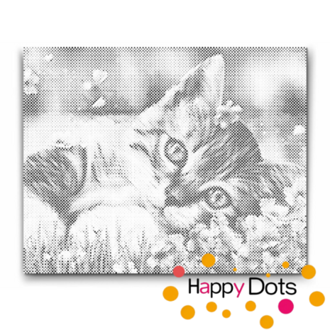 DOT Painting Kitten tussen bloemen