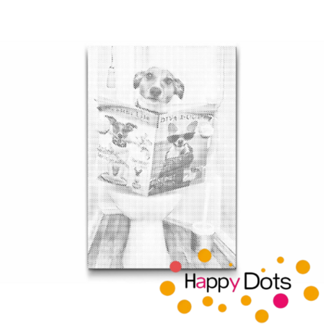 DOT Painting Dog on the toilet - Jack Russell