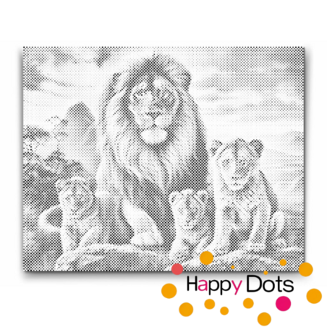 DOT Painting Lion family