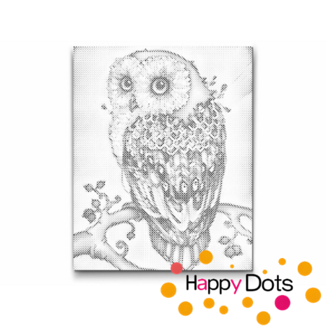 DOT Painting Hibou sur branche