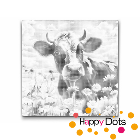 DOT Painting Vache dans le champ 02