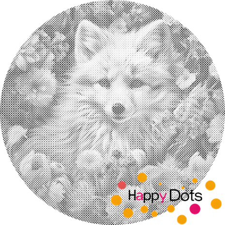 DOT Painting Fox among flowers