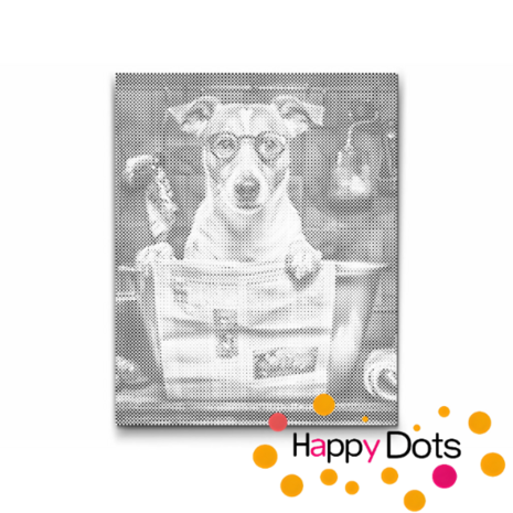 DOT Painting Hund mit Zeitung - Jack Russell