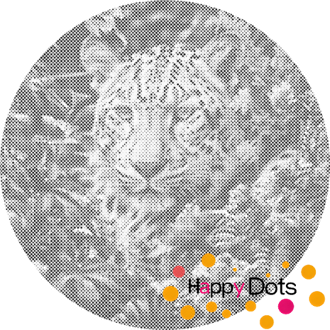 DOT Painting Leopard among flowers