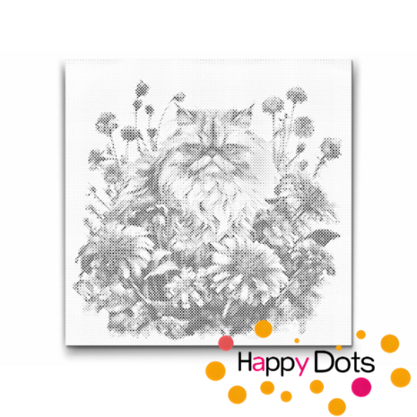 DOT Painting Chat avec fleurs - Pers