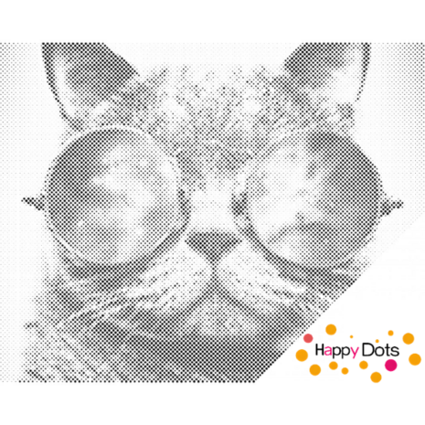 DOT Painting Katze mit Sonnenbrille