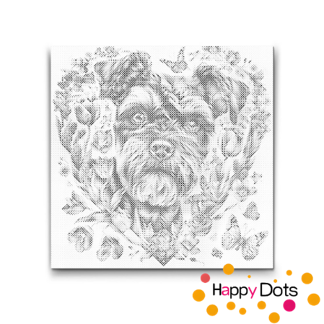 DOT Painting Dog in heart - Schnauzer