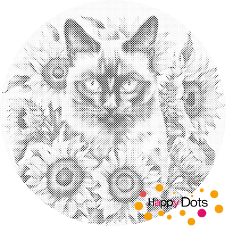 DOT Painting Katze mit Sonnenblumen - Siamese