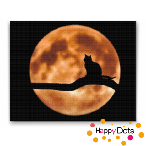 Diamond Painting Katze bei Vollmond